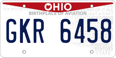 OH license plate GKR6458
