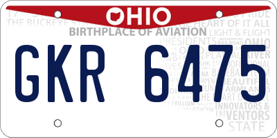 OH license plate GKR6475