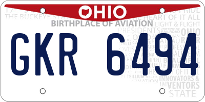 OH license plate GKR6494