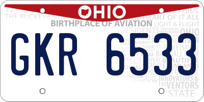 OH license plate GKR6533
