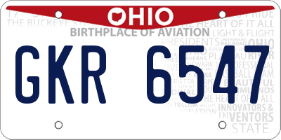 OH license plate GKR6547