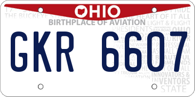 OH license plate GKR6607
