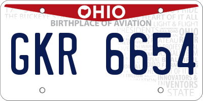 OH license plate GKR6654