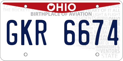 OH license plate GKR6674