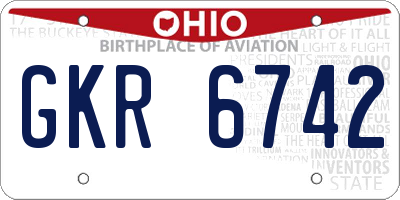 OH license plate GKR6742