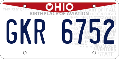 OH license plate GKR6752
