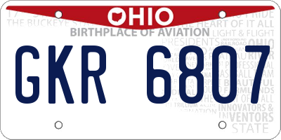 OH license plate GKR6807