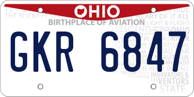 OH license plate GKR6847