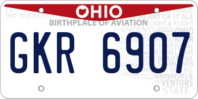 OH license plate GKR6907