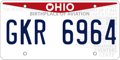 OH license plate GKR6964