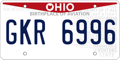 OH license plate GKR6996