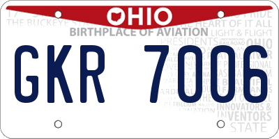 OH license plate GKR7006