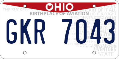 OH license plate GKR7043
