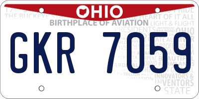 OH license plate GKR7059