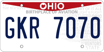 OH license plate GKR7070