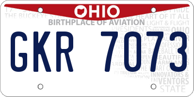 OH license plate GKR7073