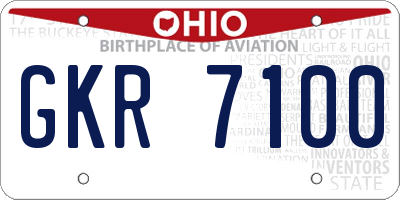 OH license plate GKR7100