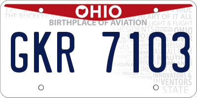 OH license plate GKR7103