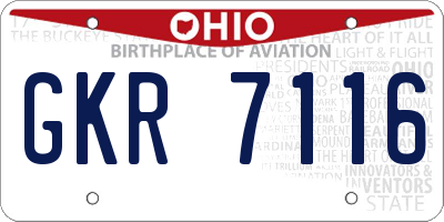 OH license plate GKR7116