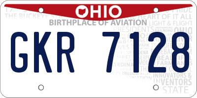 OH license plate GKR7128
