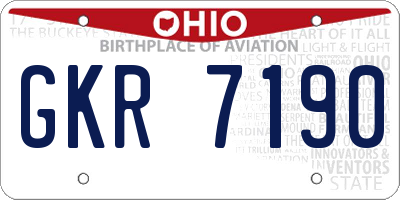 OH license plate GKR7190