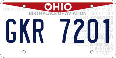 OH license plate GKR7201