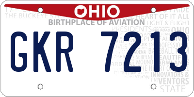 OH license plate GKR7213