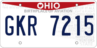 OH license plate GKR7215