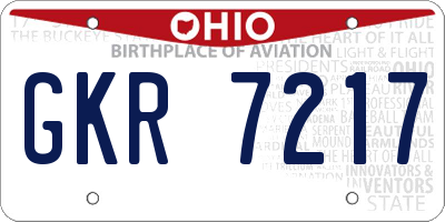 OH license plate GKR7217