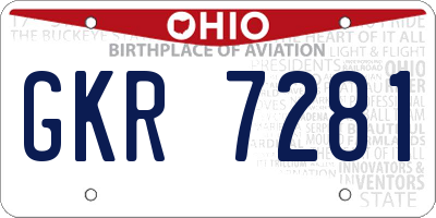 OH license plate GKR7281