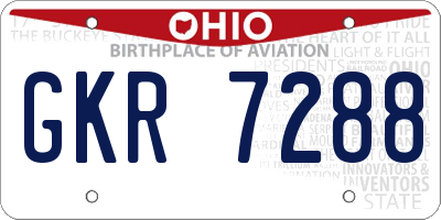 OH license plate GKR7288