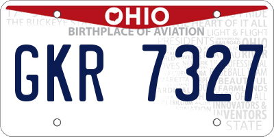 OH license plate GKR7327