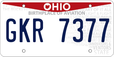 OH license plate GKR7377