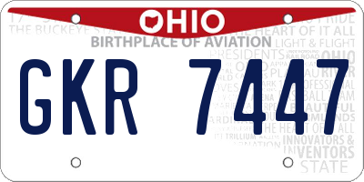 OH license plate GKR7447