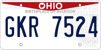 OH license plate GKR7524
