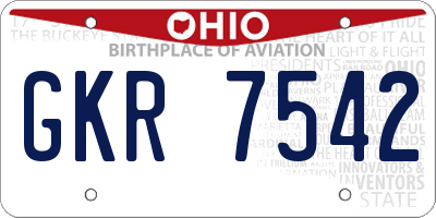 OH license plate GKR7542