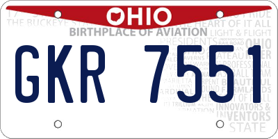 OH license plate GKR7551