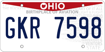 OH license plate GKR7598