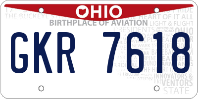 OH license plate GKR7618