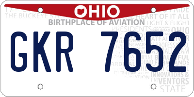 OH license plate GKR7652
