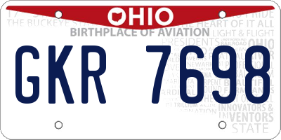 OH license plate GKR7698