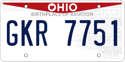 OH license plate GKR7751