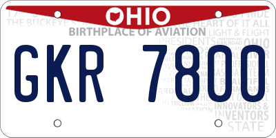 OH license plate GKR7800