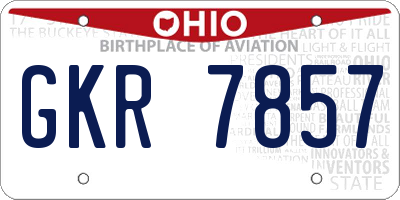 OH license plate GKR7857
