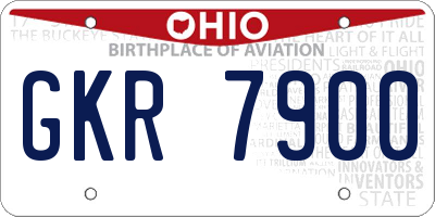 OH license plate GKR7900