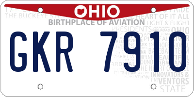 OH license plate GKR7910