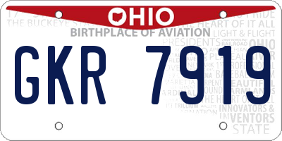OH license plate GKR7919