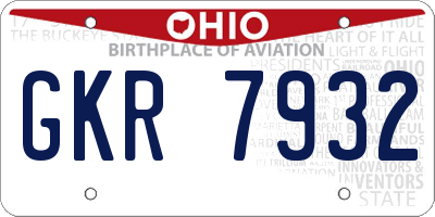 OH license plate GKR7932