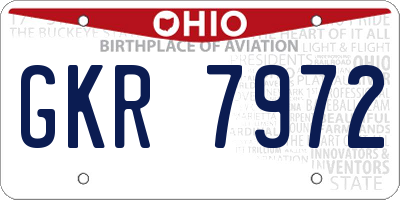 OH license plate GKR7972