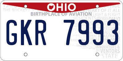 OH license plate GKR7993